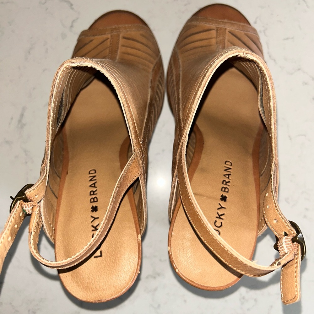 Lucky Brand Lialor Slingback Leather Open Toe Sandals 9/39 - Picture 9 of 13